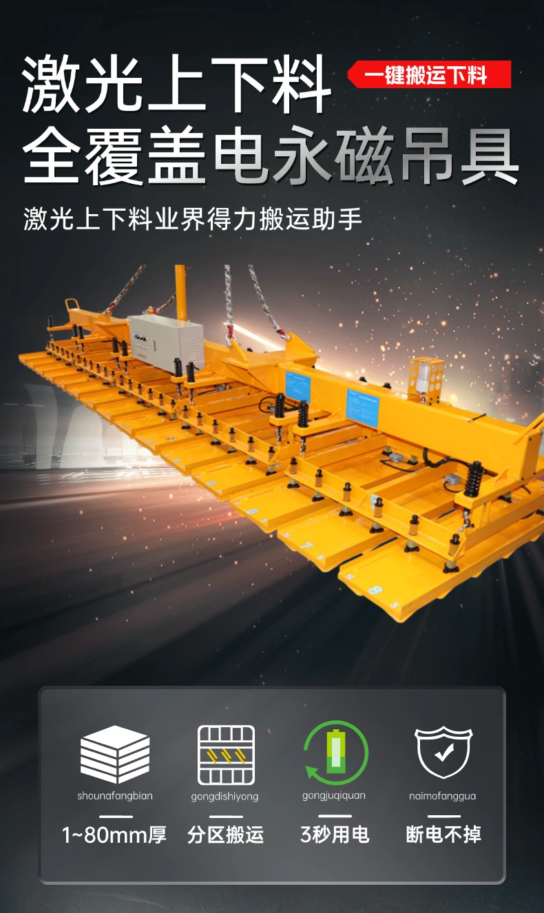 磁力吊具,長薄鋼板磁力吊具,電永磁上下料,磁力吊具上下料吊裝,吊鋼板,鋼板上下料